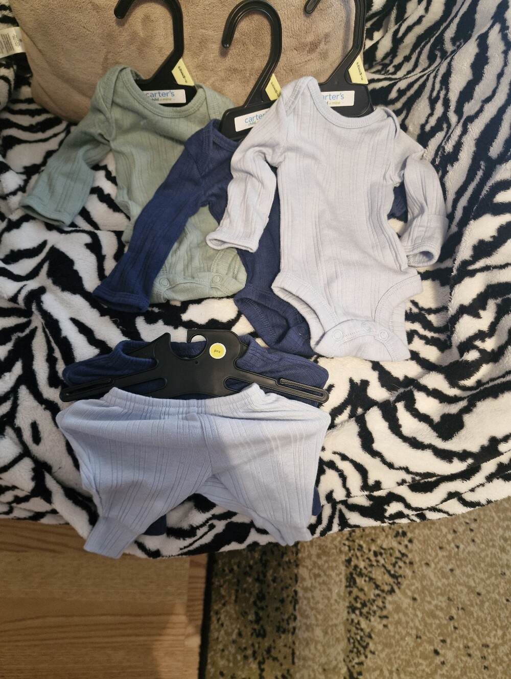 Carter's Ribbed Long-Sleeve One-Piece Set & 2pr Pants-preemie